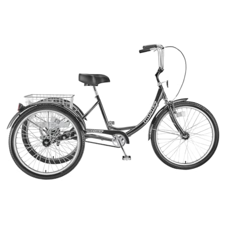 Husky Bicycles Industrial Tricycle, 600 lb Cap, 26" Wheels, Black, Basket/Solid Tires 160-309